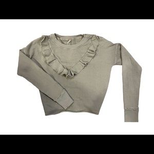 Free People 100% cotton sage green cropped top